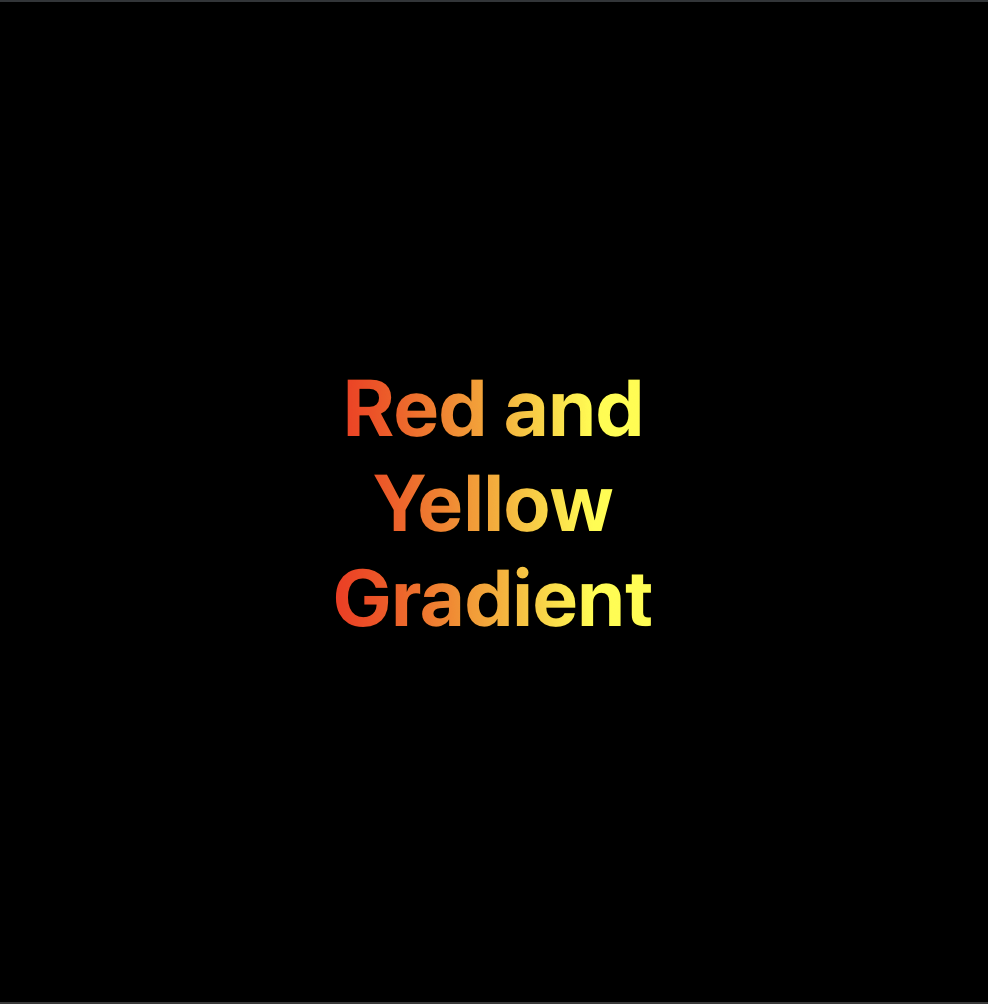 Text showing applied red and yellow gradient fill